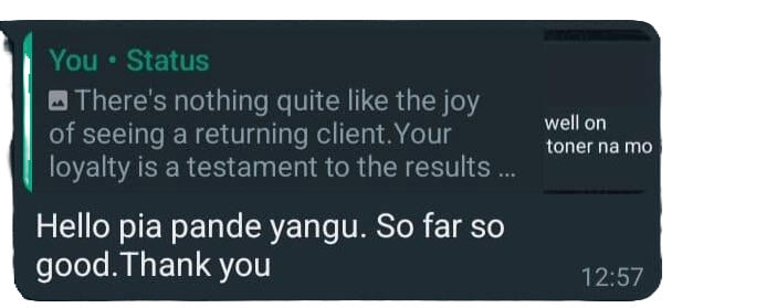 WhatsApp review from happy customer